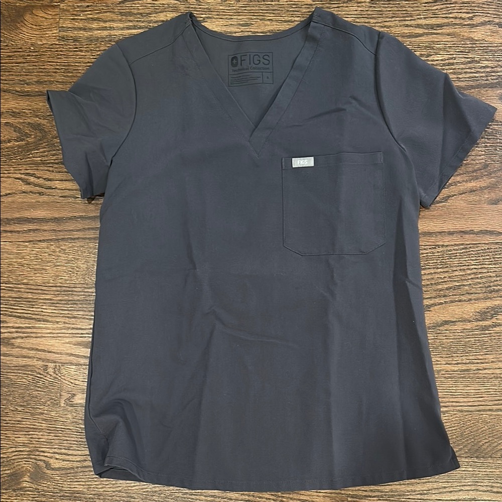 Figs Charcoal Grey Scrub Top